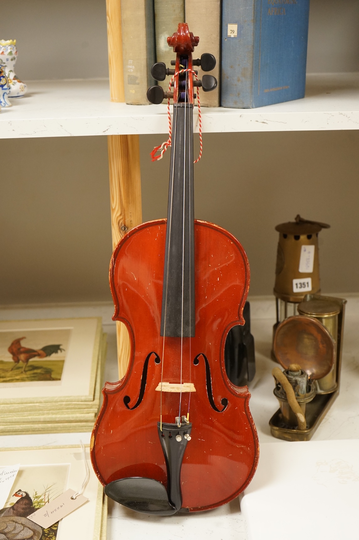 Three musical instruments to include a Buffet flute and violin with two bows